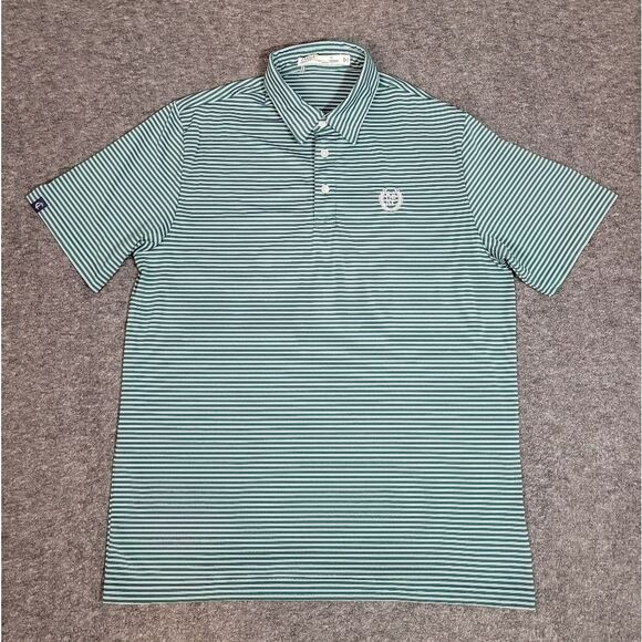 Criquet Performance Players Men's Sz  M Polo Golf Green Strip River Crest Club - Picture 1 of 11